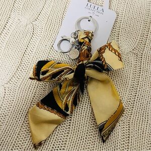 Lulla Collection Women New Bag Charm with Scarf Like Bow Pearl Charm Gold/Black